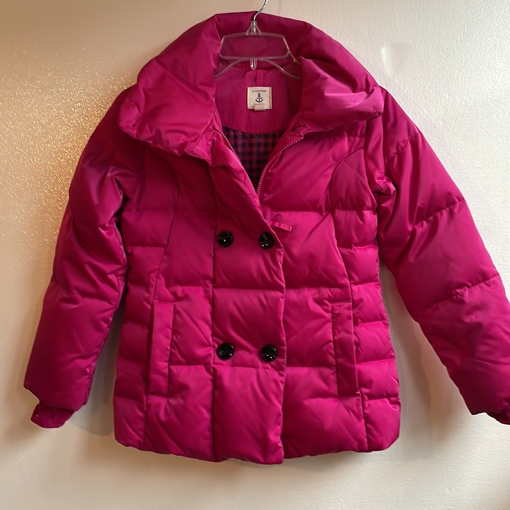 Lands End fully lined mock neck goose down filled puffer jacket size 7-8